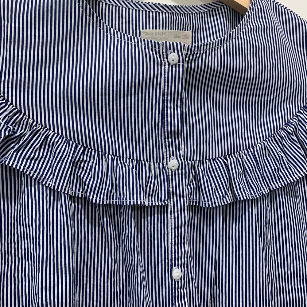 Zara Girls Striped Ruffle Button Front Shirt - Picture 7 of 10